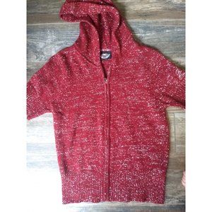 Harley Davidson Hoodie Sweater Woman's Med Burgundy Metallic Short Sleeve Zip Up